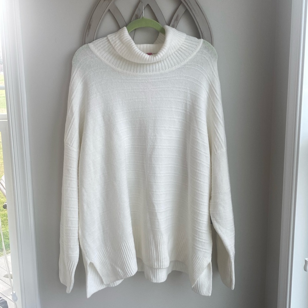 VINCE CAMUTO oversized  White Knit Long Sleeve Turtle Neck Sweater XXL NWT